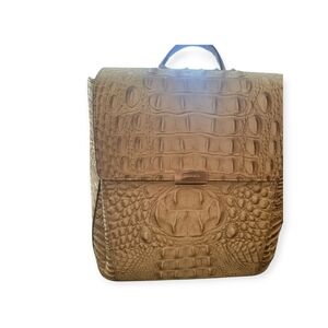 Brahmin Croc-Embossed Tan Backpack Bag Trip Vacation Hoilday Christmas